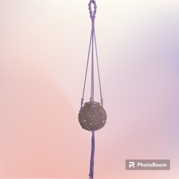 Hand Crafted Custom Macrame Plant or Light Hanger with Planter Pot - Picture 1 of 9